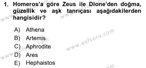 Mitoloji ve Din Dersi 2022 - 2023 Yılı (Final) Dönem Sonu Sınavı 1. Soru