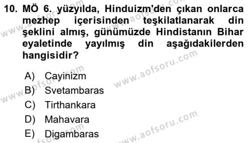 Mitoloji ve Din Dersi 2022 - 2023 Yılı (Final) Dönem Sonu Sınavı 10. Soru