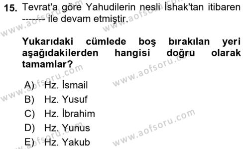 Mitoloji ve Din Dersi 2022 - 2023 Yılı (Final) Dönem Sonu Sınavı 15. Soru