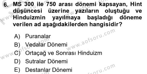 Mitoloji ve Din Dersi 2022 - 2023 Yılı (Final) Dönem Sonu Sınavı 6. Soru