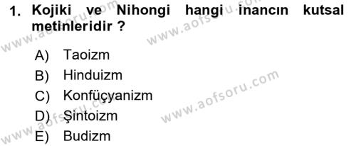 Mitoloji ve Din Dersi 2022 - 2023 Yılı Yaz Okulu Sınavı 1. Soru