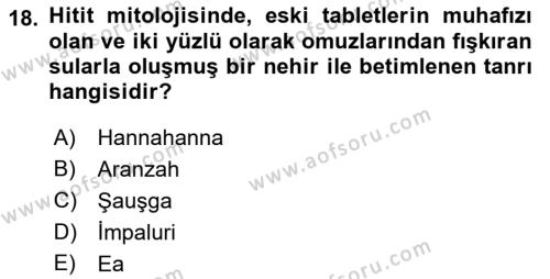 Mitoloji ve Din Dersi 2022 - 2023 Yılı Yaz Okulu Sınavı 18. Soru