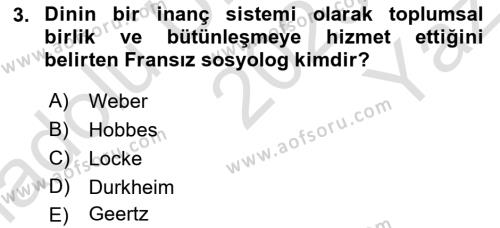 Mitoloji ve Din Dersi 2023 - 2024 Yılı Yaz Okulu Sınavı 3. Soru