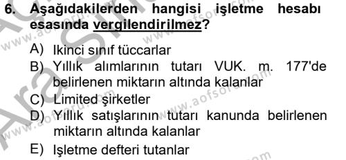 Türk Vergi Sistemi Dersi 2012 - 2013 Yılı (Vize) Ara Sınavı 6. Soru