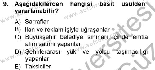 Türk Vergi Sistemi Dersi 2012 - 2013 Yılı (Vize) Ara Sınavı 9. Soru