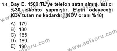 Türk Vergi Sistemi Dersi 2012 - 2013 Yılı Tek Ders Sınavı 13. Soru