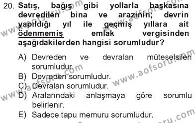 Türk Vergi Sistemi Dersi 2012 - 2013 Yılı Tek Ders Sınavı 20. Soru
