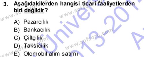 Türk Vergi Sistemi Dersi 2013 - 2014 Yılı (Vize) Ara Sınavı 3. Soru
