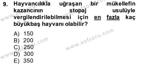 Türk Vergi Sistemi Dersi 2013 - 2014 Yılı (Vize) Ara Sınavı 9. Soru