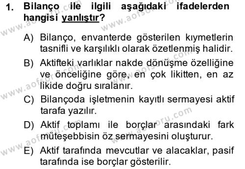 Türk Vergi Sistemi Dersi 2013 - 2014 Yılı (Final) Dönem Sonu Sınavı 1. Soru