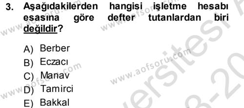 Türk Vergi Sistemi Dersi 2013 - 2014 Yılı Tek Ders Sınavı 3. Soru