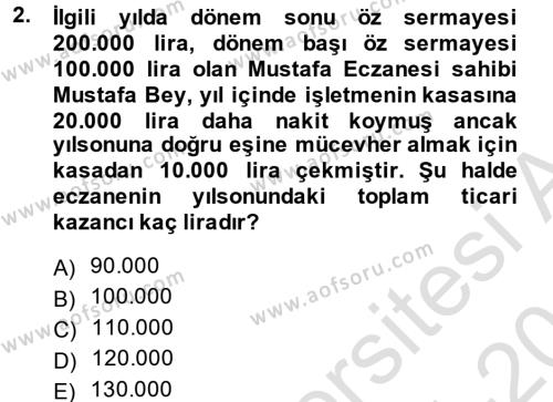 Türk Vergi Sistemi Dersi 2014 - 2015 Yılı Tek Ders Sınavı 2. Soru