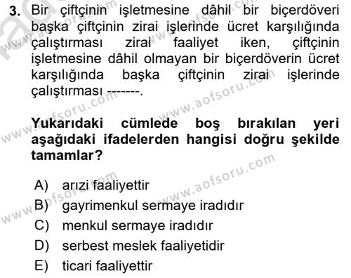 Türk Vergi Sistemi Dersi 2022 - 2023 Yılı (Vize) Ara Sınavı 3. Soru
