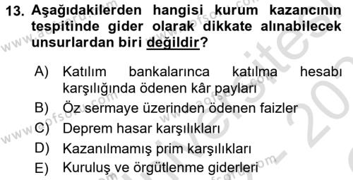 Türk Vergi Sistemi Dersi 2022 - 2023 Yılı Yaz Okulu Sınavı 13. Soru