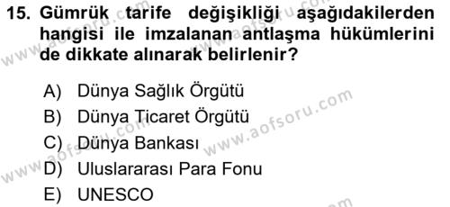 Türk Vergi Sistemi Dersi 2023 - 2024 Yılı Yaz Okulu Sınavı 15. Soru