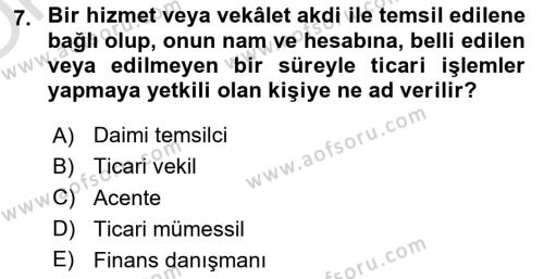 Türk Vergi Sistemi Dersi 2023 - 2024 Yılı Yaz Okulu Sınavı 7. Soru