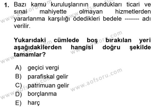 Vergi Teorisi Dersi 2021 - 2022 Yılı (Final) Dönem Sonu Sınavı 1. Soru