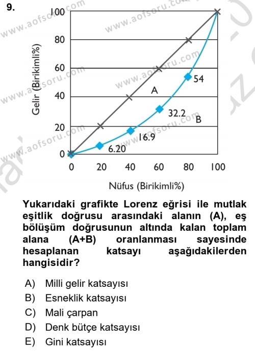 Vergi Teorisi Dersi 2022 - 2023 Yılı Yaz Okulu Sınavı 9. Soru