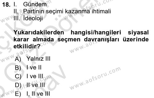 Kamu Maliyesi Dersi 2024 - 2025 Yılı (Vize) Ara Sınavı 18. Soru