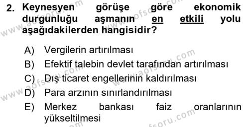 Kamu Maliyesi Dersi 2024 - 2025 Yılı (Vize) Ara Sınavı 2. Soru