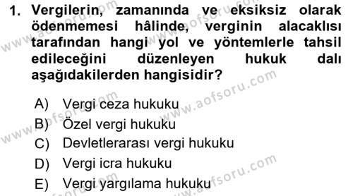 Genel Vergi Hukuku Dersi 2021 - 2022 Yılı (Final) Dönem Sonu Sınavı 1. Soru