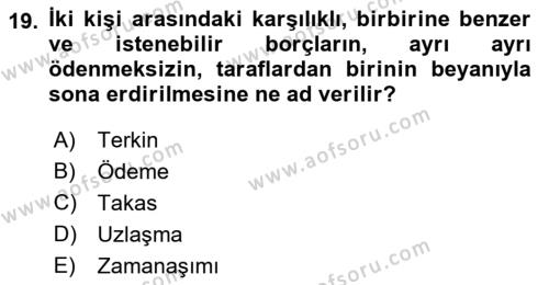 Genel Vergi Hukuku Dersi 2021 - 2022 Yılı Yaz Okulu Sınavı 19. Soru