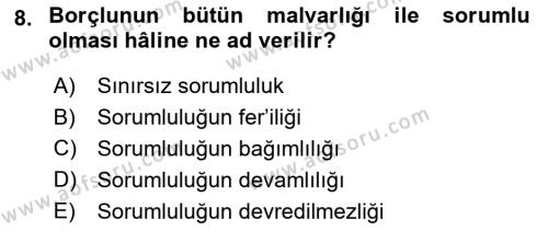 Genel Vergi Hukuku Dersi 2023 - 2024 Yılı (Final) Dönem Sonu Sınavı 8. Soru