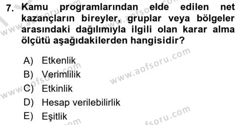 Devlet Bütçesi Dersi 2021 - 2022 Yılı (Final) Dönem Sonu Sınavı 7. Soru