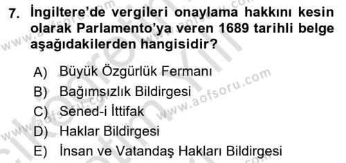 Devlet Bütçesi Dersi 2021 - 2022 Yılı Yaz Okulu Sınavı 7. Soru