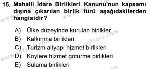 Devlet Bütçesi Dersi 2022 - 2023 Yılı Yaz Okulu Sınavı 15. Soru