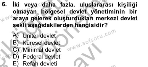 Mahalli İdareler Maliyesi Dersi 2012 - 2013 Yılı (Final) Dönem Sonu Sınavı 6. Soru