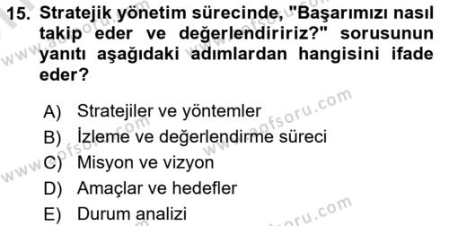 Kamu Mali Yönetimi Dersi 2023 - 2024 Yılı (Vize) Ara Sınavı 15. Soru