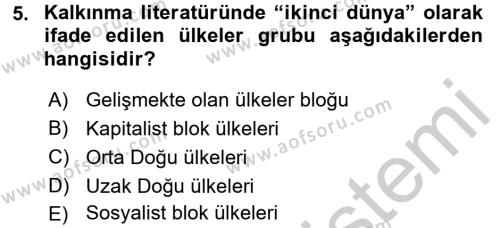 Uluslararası Kamu Maliyesi Dersi 2016 - 2017 Yılı 3 Ders Sınavı 5. Soru