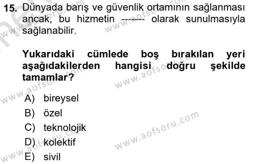 Uluslararası Kamu Maliyesi Dersi 2023 - 2024 Yılı (Vize) Ara Sınavı 15. Soru