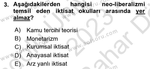 Uluslararası Kamu Maliyesi Dersi 2023 - 2024 Yılı (Vize) Ara Sınavı 3. Soru