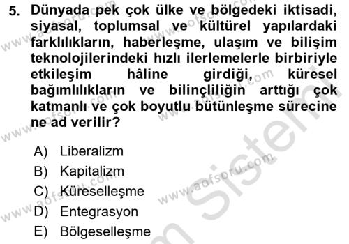 Uluslararası Kamu Maliyesi Dersi 2023 - 2024 Yılı (Vize) Ara Sınavı 5. Soru