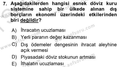 Devlet Borçları Dersi 2022 - 2023 Yılı (Final) Dönem Sonu Sınavı 7. Soru