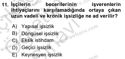 Maliye Politikası Dersi 2020 - 2021 Yılı Yaz Okulu Sınavı 11. Soru