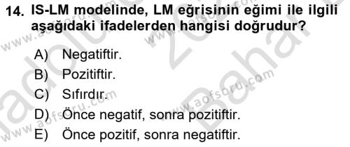 Maliye Politikası Dersi 2021 - 2022 Yılı (Vize) Ara Sınavı 14. Soru