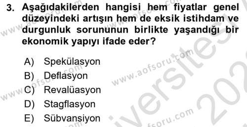 Maliye Politikası Dersi 2021 - 2022 Yılı (Vize) Ara Sınavı 3. Soru