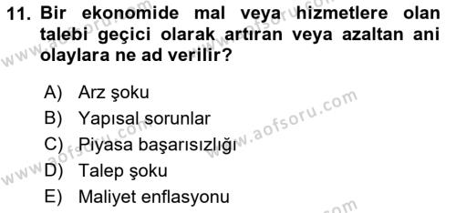 Maliye Politikası Dersi 2021 - 2022 Yılı (Final) Dönem Sonu Sınavı 11. Soru