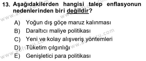 Maliye Politikası Dersi 2021 - 2022 Yılı (Final) Dönem Sonu Sınavı 13. Soru