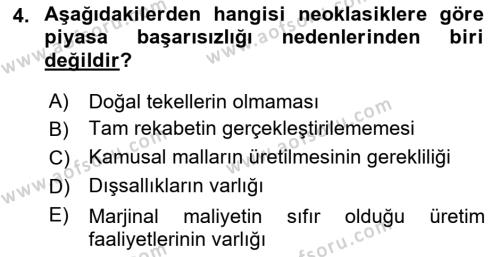 Maliye Politikası Dersi 2021 - 2022 Yılı Yaz Okulu Sınavı 4. Soru