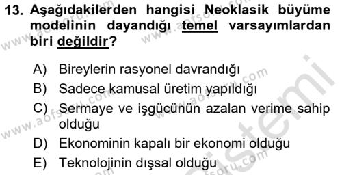 Maliye Politikası Dersi 2022 - 2023 Yılı Yaz Okulu Sınavı 13. Soru