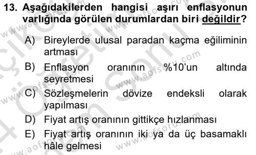 Maliye Politikası Dersi 2023 - 2024 Yılı (Final) Dönem Sonu Sınavı 13. Soru