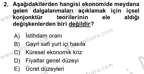 Maliye Politikası Dersi 2023 - 2024 Yılı (Final) Dönem Sonu Sınavı 2. Soru