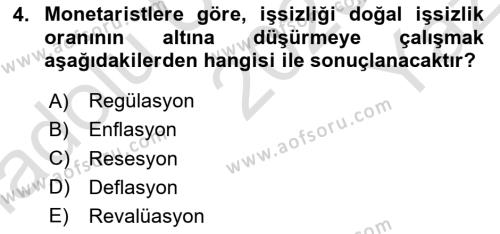 Maliye Politikası Dersi 2023 - 2024 Yılı Yaz Okulu Sınavı 4. Soru