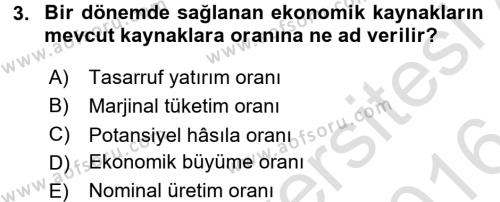 Maliye Politikası 2 Dersi 2015 - 2016 Yılı (Final) Dönem Sonu Sınavı 3. Soru