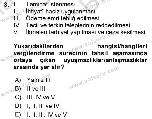 Vergi Yargılaması Hukuku Dersi 2023 - 2024 Yılı (Vize) Ara Sınavı 3. Soru