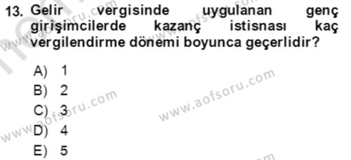 Vergi Planlaması Dersi 2021 - 2022 Yılı (Vize) Ara Sınavı 13. Soru